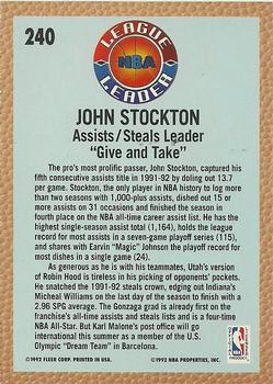 1992-93 Fleer #240 John Stockton Back
