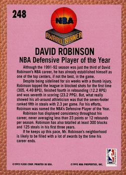 1992-93 Fleer #248 David Robinson Back