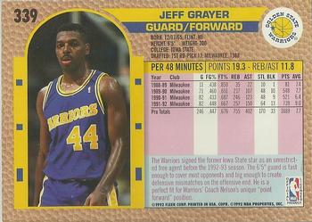 1992-93 Fleer #339 Jeff Grayer Back