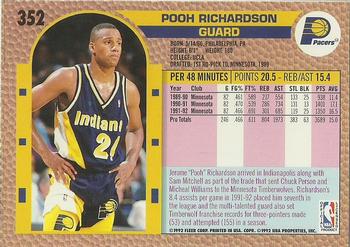 1992-93 Fleer #352 Pooh Richardson Back