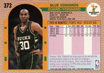 1992-93 Fleer #373 Blue Edwards Back