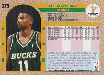 1992-93 Fleer #375 Lee Mayberry Back