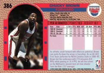 1992-93 Fleer #386 Chucky Brown Back