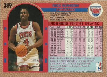 1992-93 Fleer #389 Rick Mahorn Back