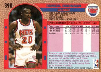 1992-93 Fleer #390 Rumeal Robinson Back