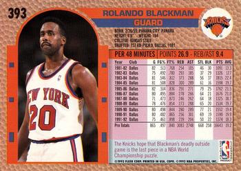 1992-93 Fleer #393 Rolando Blackman Back