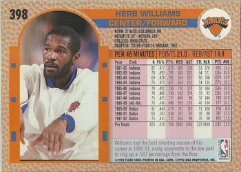 1992-93 Fleer #398 Herb Williams Back