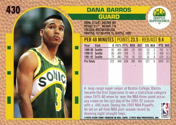 1992-93 Fleer #430 Dana Barros Back