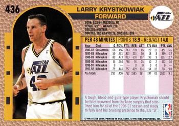 1992-93 Fleer #436 Larry Krystkowiak Back
