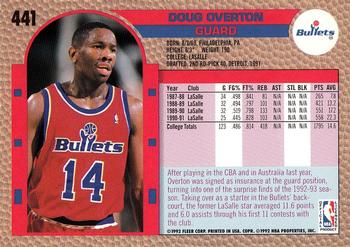 1992-93 Fleer #441 Doug Overton Back