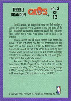 1992-93 Fleer - Rookie Sensations #3 Terrell Brandon Back