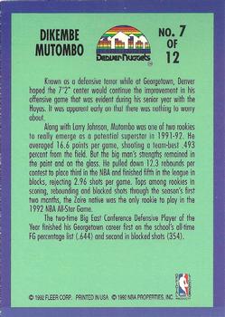 1992-93 Fleer - Rookie Sensations #7 Dikembe Mutombo Back