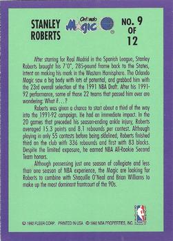 1992-93 Fleer - Rookie Sensations #9 Stanley Roberts Back