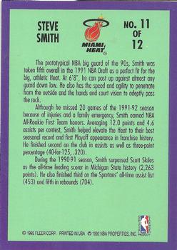 1992-93 Fleer - Rookie Sensations #11 Steve Smith Back