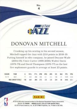2018-19 Panini Immaculate Collection #4 Donovan Mitchell Back
