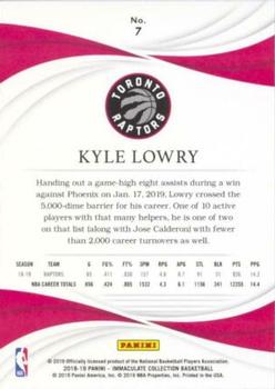 2018-19 Panini Immaculate Collection #7 Kyle Lowry Back