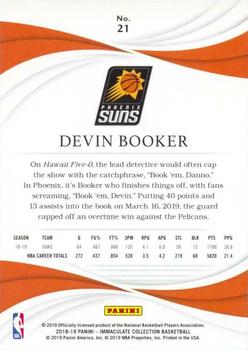 2018-19 Panini Immaculate Collection #21 Devin Booker Back