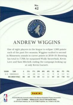 2018-19 Panini Immaculate Collection #42 Andrew Wiggins Back