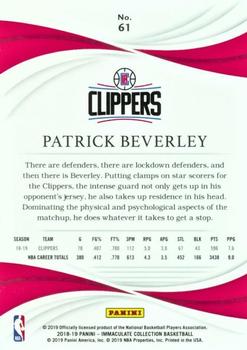 2018-19 Panini Immaculate Collection #61 Patrick Beverley Back