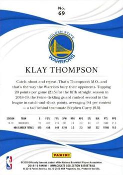 2018-19 Panini Immaculate Collection #69 Klay Thompson Back