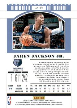 2019 Panini Contenders Draft Picks #19 Jaren Jackson Jr. Back
