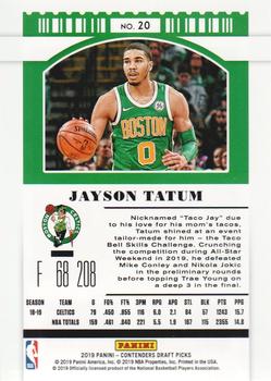2019 Panini Contenders Draft Picks #20 Jayson Tatum Back