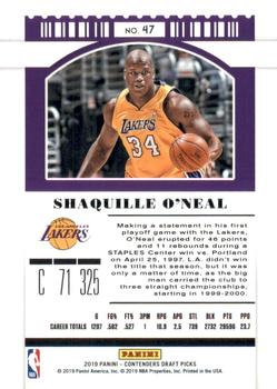 2019 Panini Contenders Draft Picks #47 Shaquille O'Neal Back