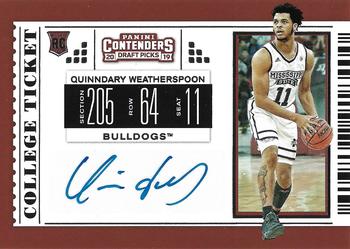 2019 Panini Contenders Draft Picks #94 Quinndary Weatherspoon Front