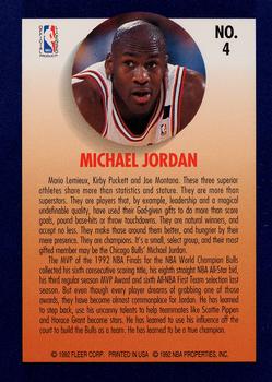 1992-93 Fleer - Team Leaders #4 Michael Jordan Back