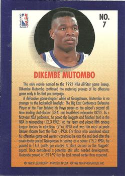 1992-93 Fleer - Team Leaders #7 Dikembe Mutombo Back