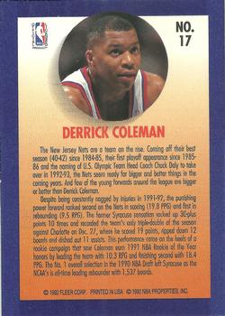 1992-93 Fleer - Team Leaders #17 Derrick Coleman Back