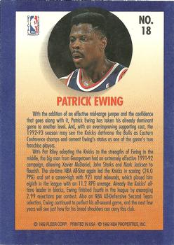 1992-93 Fleer - Team Leaders #18 Patrick Ewing Back