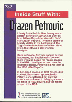 1992-93 Hoops #332 Drazen Petrovic Back