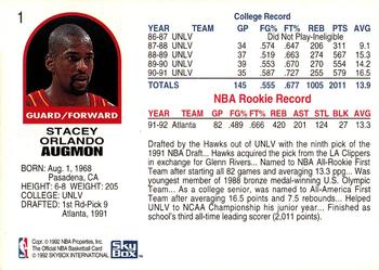 1992-93 Hoops #1 Stacey Augmon Back