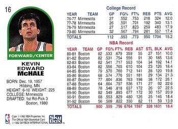 1992-93 Hoops #16 Kevin McHale Back