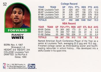 1992-93 Hoops #52 Randy White Back