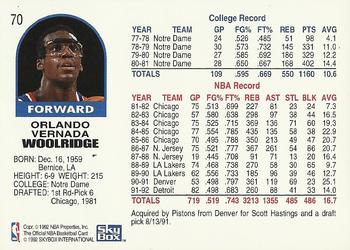 1992-93 Hoops #70 Orlando Woolridge Back
