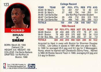 1992-93 Hoops #123 Brian Shaw Back