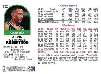 1992-93 Hoops #132 Alvin Robertson Back