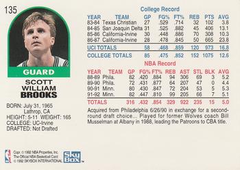 1992-93 Hoops #135 Scott Brooks Back