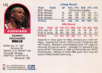1992-93 Hoops #149 Terry Mills Back
