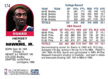 1992-93 Hoops #174 Hersey Hawkins Back
