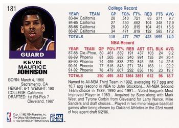 1992-93 Hoops #181 Kevin Johnson Back