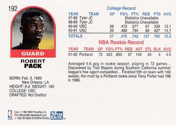 1992-93 Hoops #192 Robert Pack Back