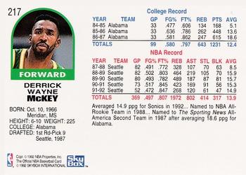 1992-93 Hoops #217 Derrick McKey Back