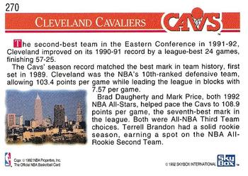 1992-93 Hoops #270 Cleveland Cavaliers Back