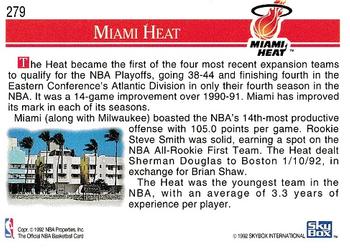 1992-93 Hoops #279 Miami Heat Back