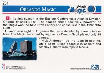 1992-93 Hoops #284 Orlando Magic Back