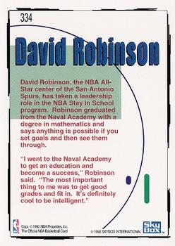 1992-93 Hoops #334 David Robinson Back