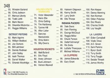 1992-93 Hoops #348 Series I Checklist #1 Back